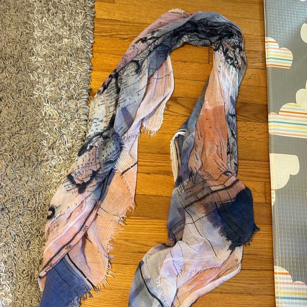 Vince Camuto Blue & Pink World Map Scarf Wrap